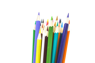 Fototapeta premium bunch of colored pencils isolated on white background