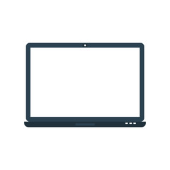 Modern electrical laptop with white blank screen. Flat style icon. Vector illustration
