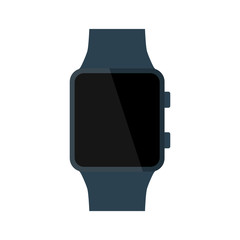 Modern glossy electrical smart watch with black blank screen set. Flat style icon. Vector illustration