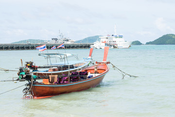 Fototapeta premium Tourist boat Parking service To tourists