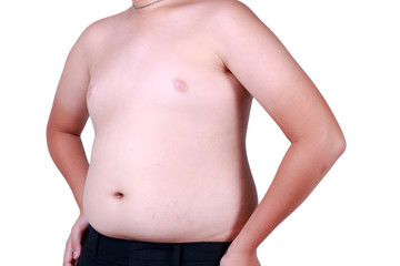 Fototapeta na wymiar The size of stomach of children with overweight.