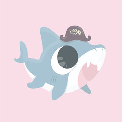 Cartoon shark vector illustration.
