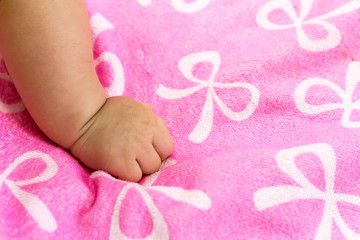 Obraz na płótnie Canvas Portrait of a sian cute Infant baby girl (baby are three months)