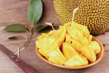 Tropical Jack Fruit on the wood background