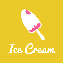 Vector logo template for stall with ice cream.Illustration of bitten fruit eskimo. Can be used for menu, restaurant, cafe, bar, ice-cream shop or store. EPS10.