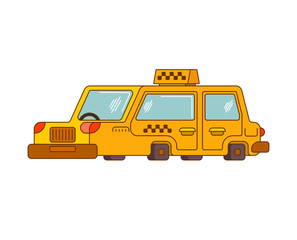 Taxi isolated style outline. Yellow Car Transportation of people