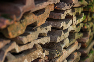 stacked cement focused