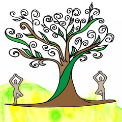 Magic tree green drawing Doodle