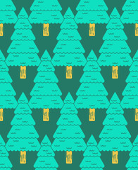 Coniferous forest pattern. Christmas tree ornament. Fir-tree background
