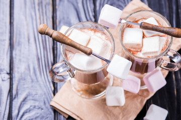 Fototapeta na wymiar cocoa drink with marshmallows