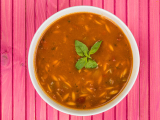 Bowl of Traditional Italian Style Minestrone Soup
