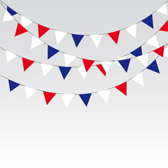 Garlands of red white blue flags. Vector illustration