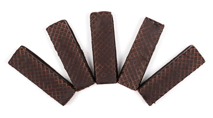 chocolate waffle bars isolated on white background