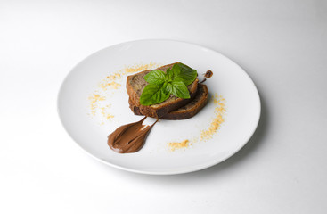 Banana bread on a white plate