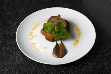 Banana bread on a white plate