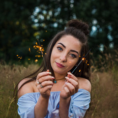 Looking between the sparklers