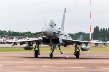 Fototapeta na wymiar RAF Typhoon FGR.4 taxis passed