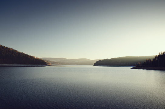 Sonnenuntergang an der Talsperre Eibenstock