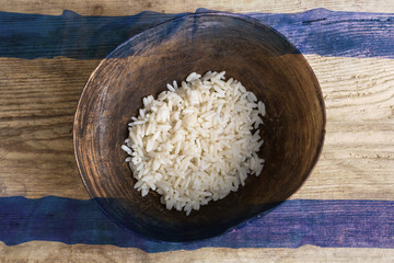 Poverty concept, bowl of rice with Israel flag