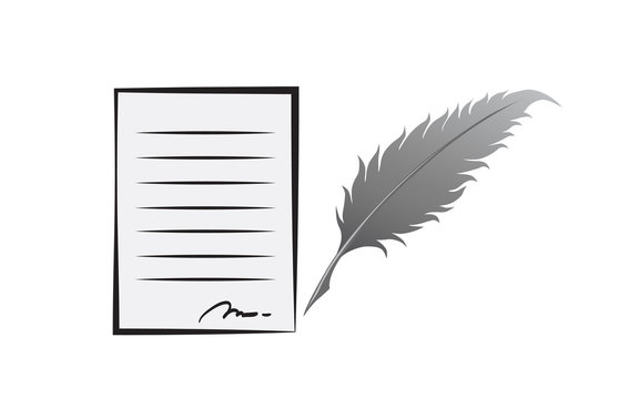A quill pen takes notes on paper. 23426895 Vector Art at Vecteezy