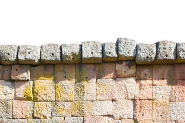granite sandstone fence wall isolated on white background