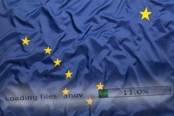 Downloading files on a computer, Alaska flag