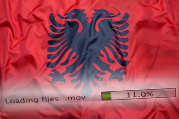 Downloading files on a computer, Albania flag