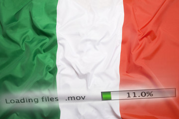 Downloading files on a computer, Italy flag