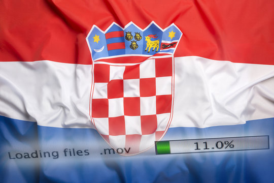 Downloading files on a computer, Croatia flag