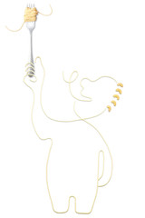 Pasta man / Creative still life photo of a man made of pasta with a fork isolated on white background.