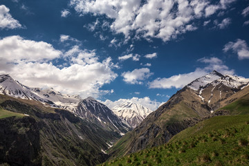 Beautiful views of Truso gorge Kazbegi district Mtskheta, Georgia.