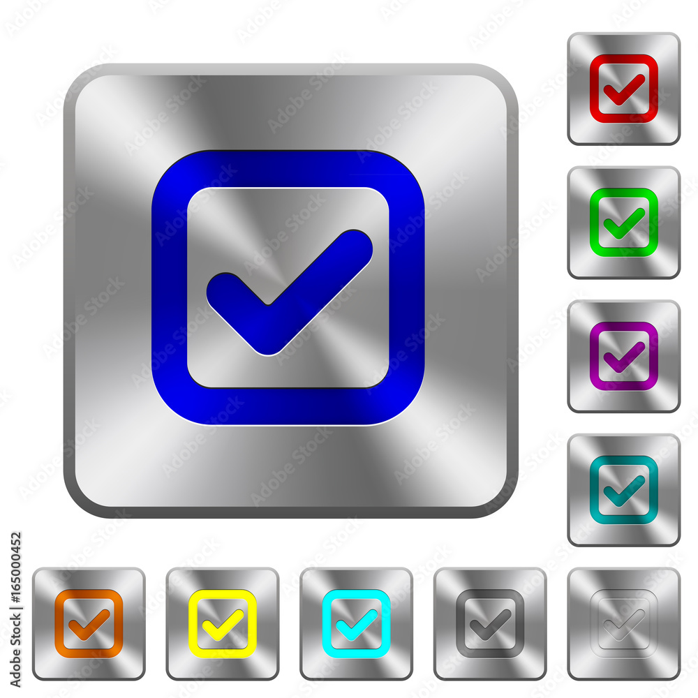 Aufkleber checkbox rounded square steel buttons