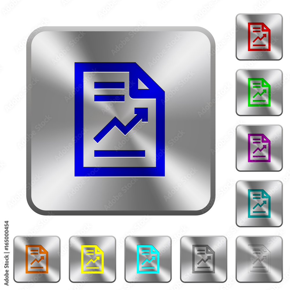 Poster report with graph rounded square steel buttons