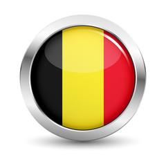 Fototapeta premium Belgium Flag Icon Badge Vector Button