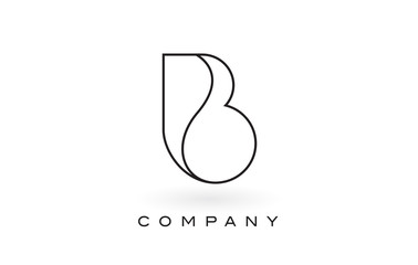 Fototapeta premium B Monogram Letter Logo With Thin Black Monogram Outline Contour. Modern Trendy Letter Design Vector.