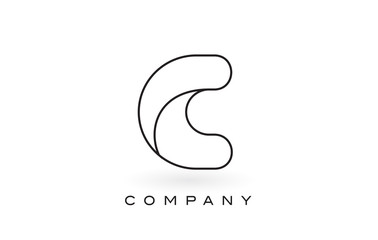 C Monogram Letter Logo With Thin Black Monogram Outline Contour. Modern Trendy Letter Design Vector.