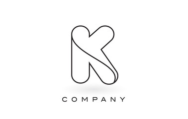 K Monogram Letter Logo With Thin Black Monogram Outline Contour. Modern Trendy Letter Design Vector.