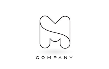 M Monogram Letter Logo With Thin Black Monogram Outline Contour. Modern Trendy Letter Design Vector.