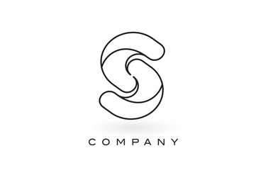Obraz premium S Monogram Letter Logo With Thin Black Monogram Outline Contour. Modern Trendy Letter Design Vector.