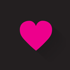 Pink heart icon, flat design style