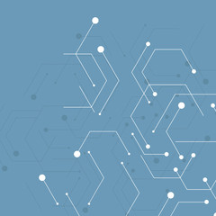 Technical background with hexagon line and dots