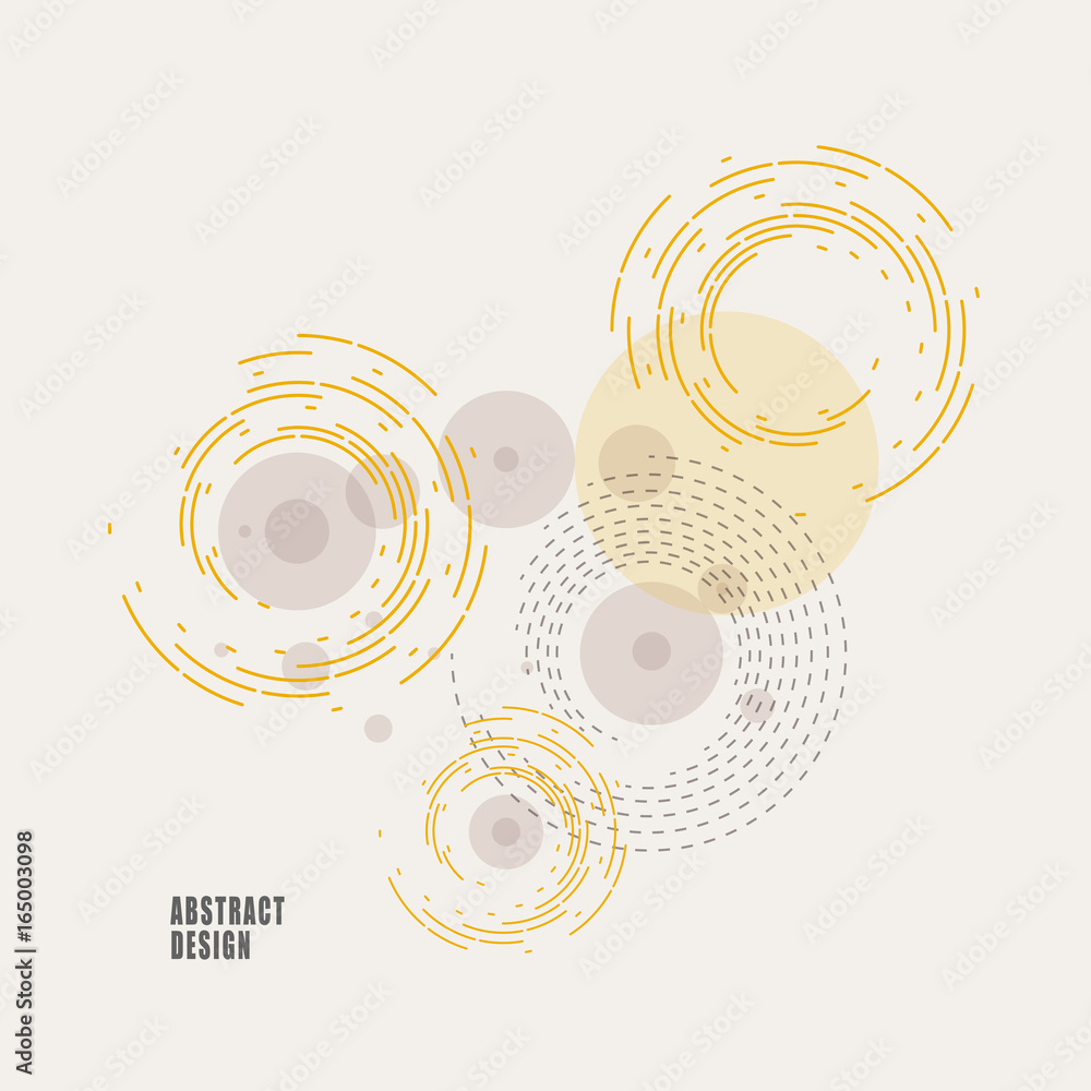 Poster vector background of circles and rounded lines in vintage style
