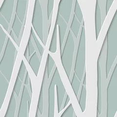 Fototapete Birken nahtloses trendiges Muster mit Birken. Moderne 3D-Blumentapete. Illustration