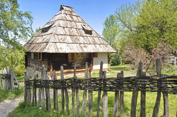 Fototapeta na wymiar Rural Houses in Ethno Village of Sirogojno in Serbia