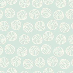 Mint seamless abstract background with doodle circles. Infinity geometric pattern. Vector illustration.