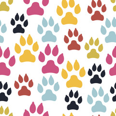 Dog track seamless pattern isolated on white background. Vector illustration.