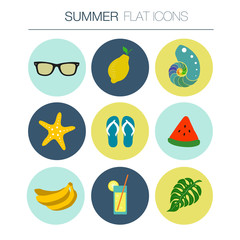 Vector Summer flat icon set