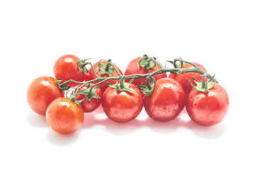 Healthy Cherry tomatoes on white background.