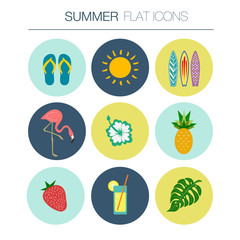 Vector Summer flat icon set