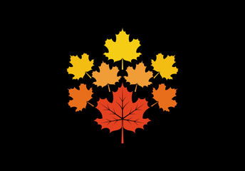 Maple leaf icon or logo in modern line style. Vector illustration on a black background